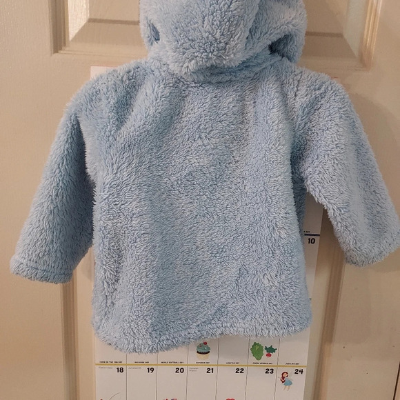 Carter's Baby Boy Blue Bear Sherpa Hooded Jacket Zip in Size 12M - Picture 6 of 10